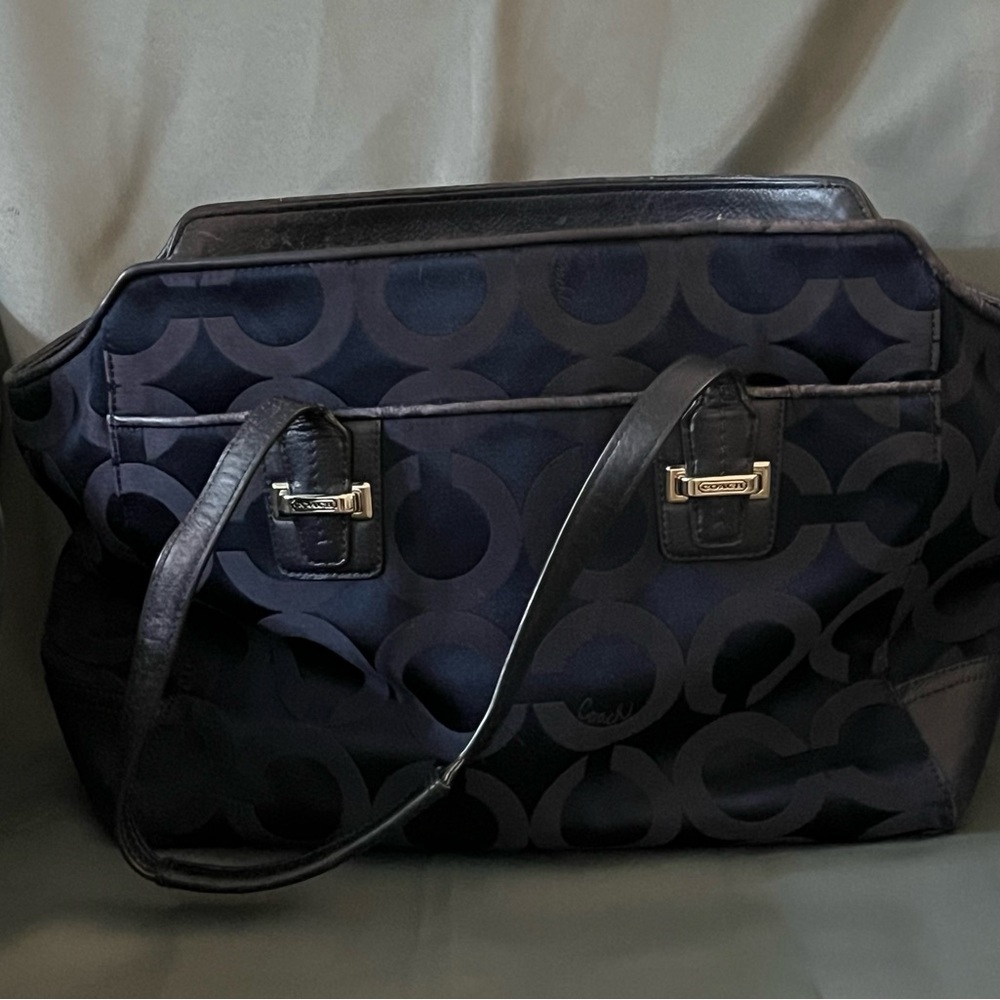 Coach Navy Blue Monogram Tote/purse